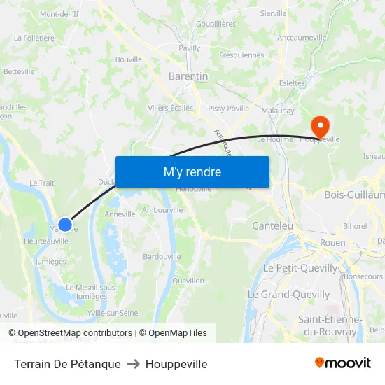 Terrain De Pétanque to Houppeville map