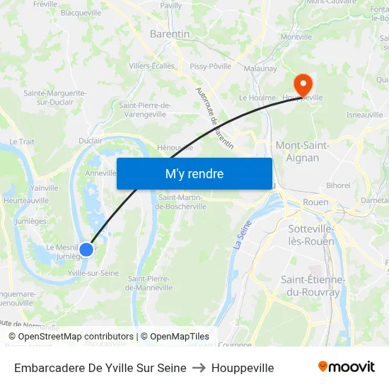 Embarcadere De Yville Sur Seine to Houppeville map