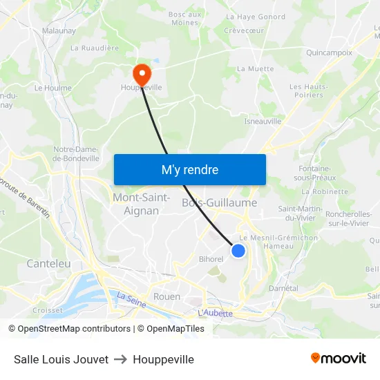 Salle Louis Jouvet to Houppeville map
