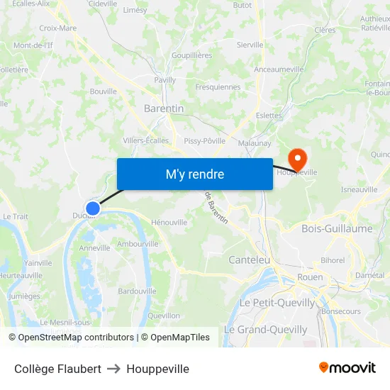 Collège Flaubert to Houppeville map