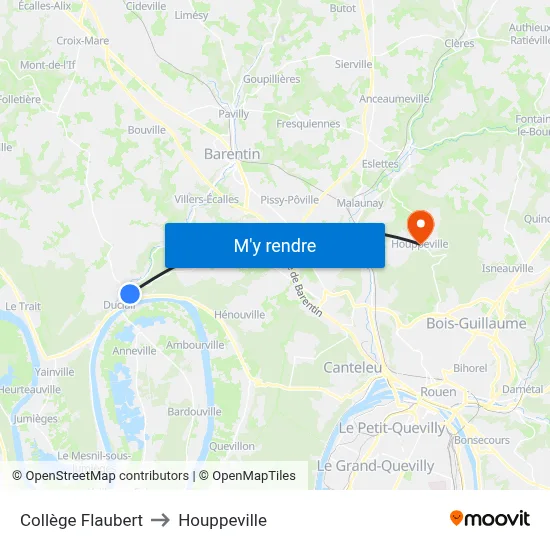 Collège Flaubert to Houppeville map