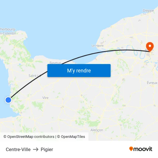 Centre-Ville to Pigier map
