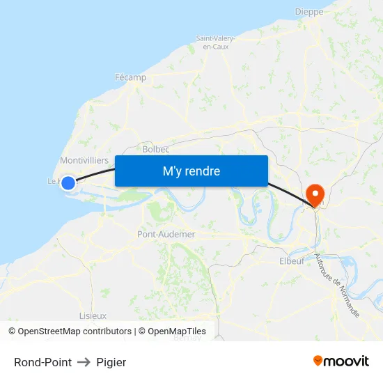 Rond-Point to Pigier map