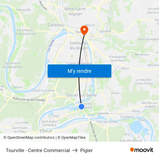 Tourville - Centre Commercial to Pigier map