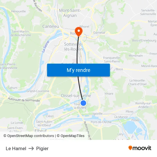 Le Hamel to Pigier map