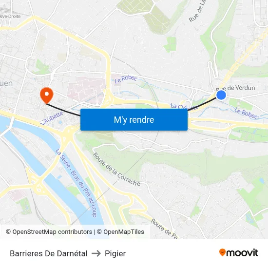 Barrieres De Darnétal to Pigier map