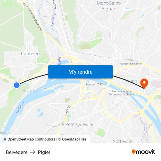 Belvédere to Pigier map