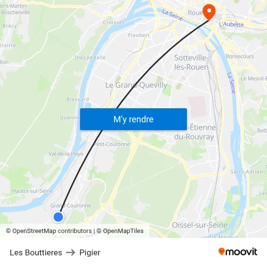 Les Bouttieres to Pigier map