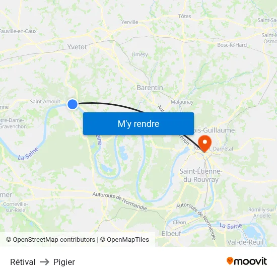 Rétival to Pigier map