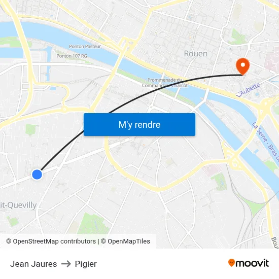 Jean Jaures to Pigier map