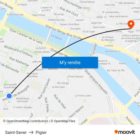 Saint-Sever to Pigier map