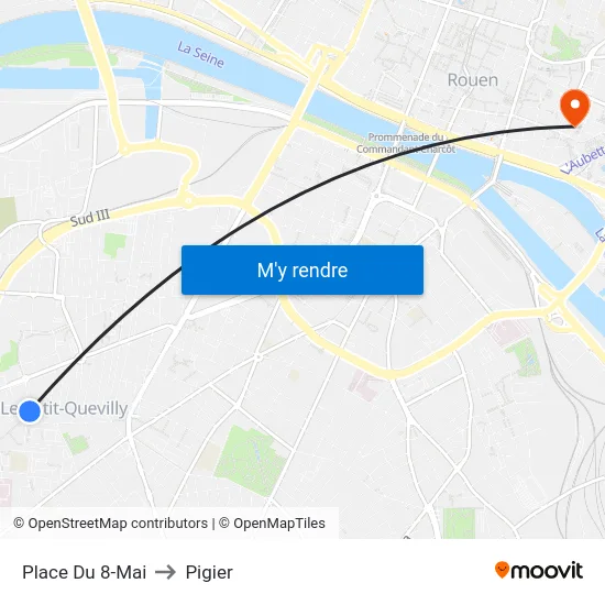 Place Du 8-Mai to Pigier map