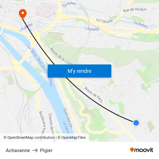 Achavanne to Pigier map