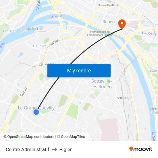 Centre Administratif to Pigier map
