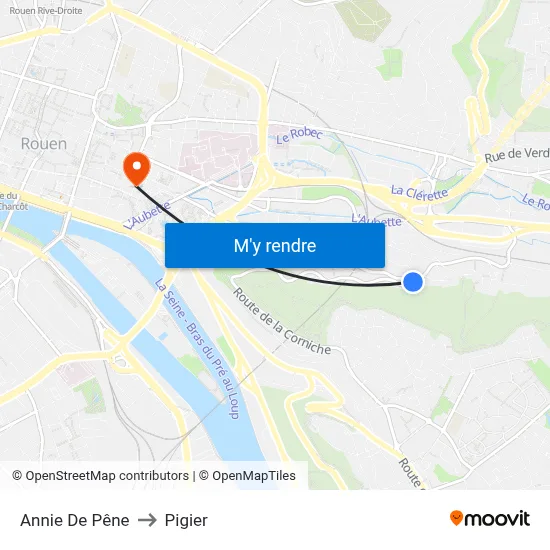 Annie De Pêne to Pigier map