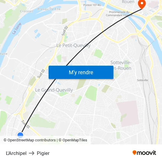 L'Archipel to Pigier map
