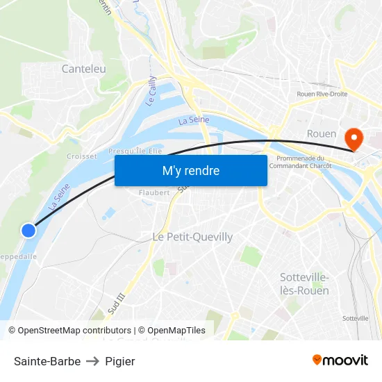 Sainte-Barbe to Pigier map