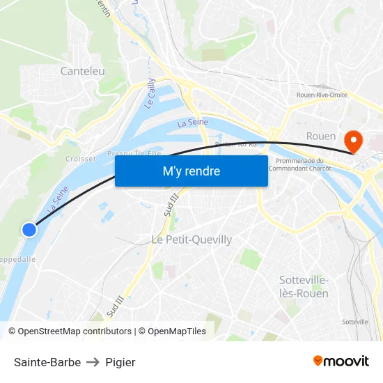 Sainte-Barbe to Pigier map