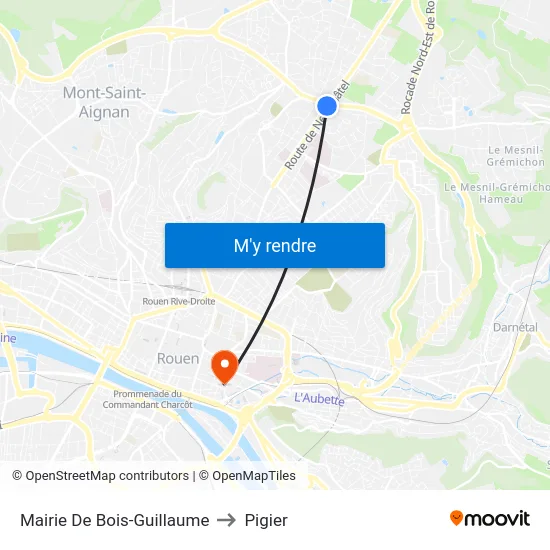Mairie De Bois-Guillaume to Pigier map