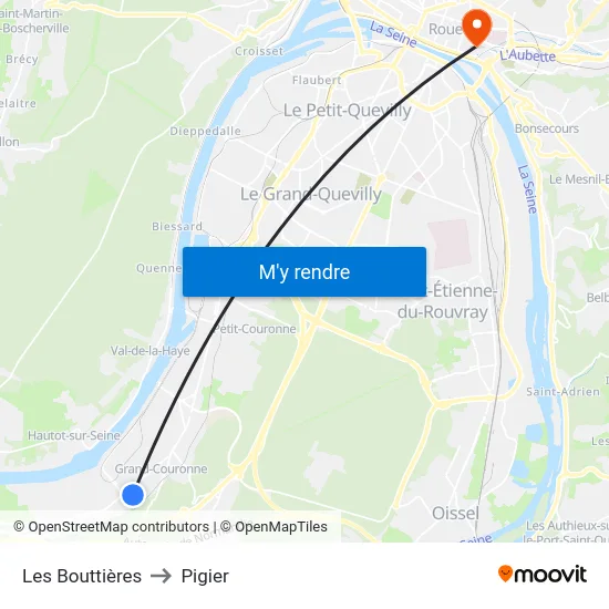 Les Bouttières to Pigier map