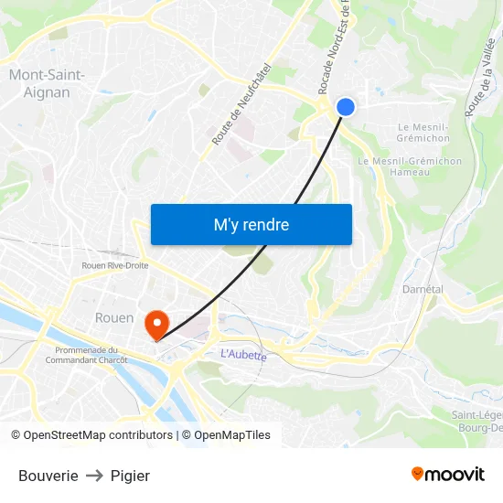 Bouverie to Pigier map