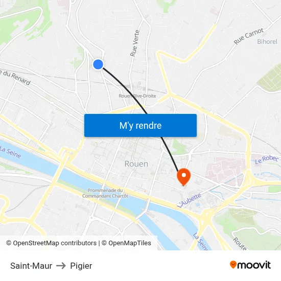 Saint-Maur to Pigier map