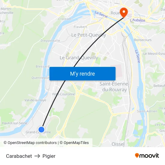 Carabachet to Pigier map