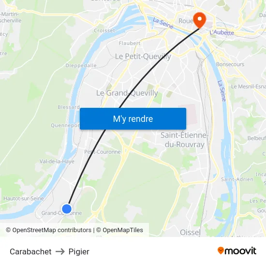 Carabachet to Pigier map