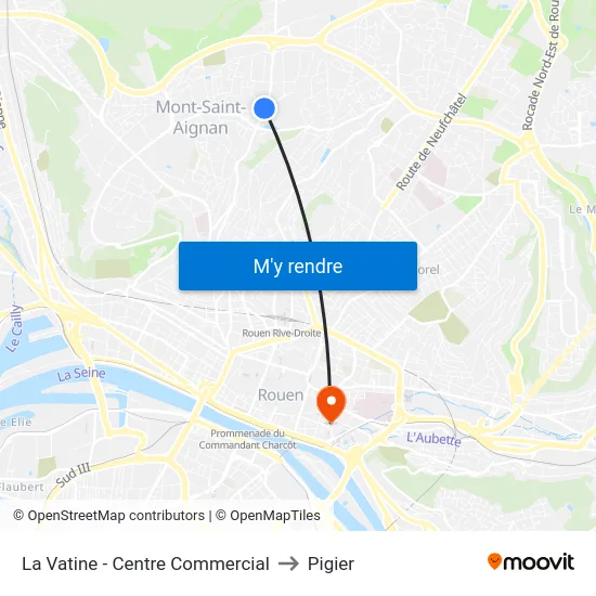 La Vatine - Centre Commercial to Pigier map
