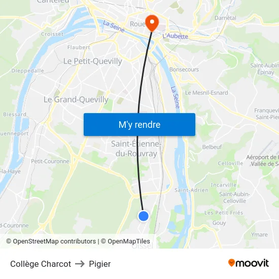 Collège Charcot to Pigier map