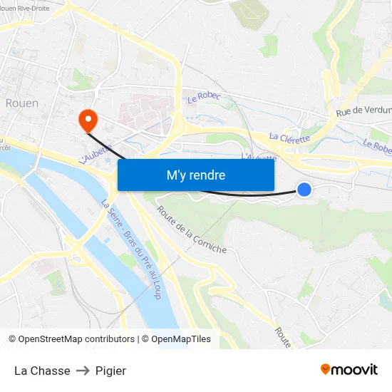 La Chasse to Pigier map