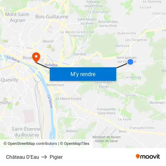 Château D'Eau to Pigier map