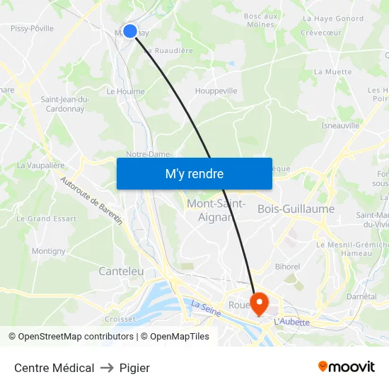 Centre Médical to Pigier map