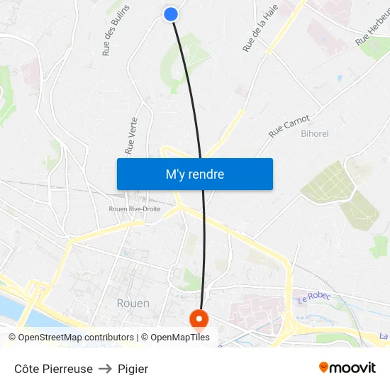 Côte Pierreuse to Pigier map