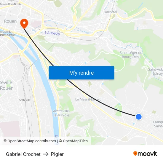 Gabriel Crochet to Pigier map