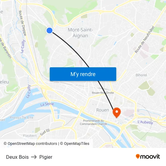 Deux Bois to Pigier map