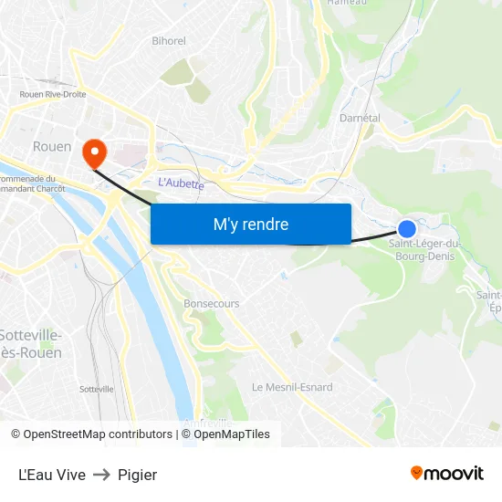 L'Eau Vive to Pigier map