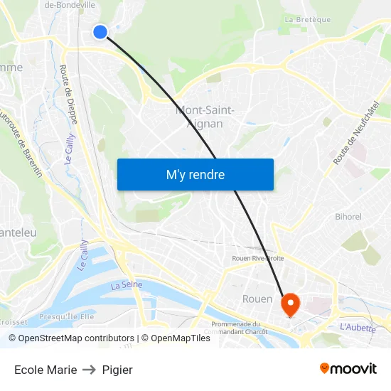 Ecole Marie to Pigier map