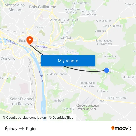 Épinay to Pigier map