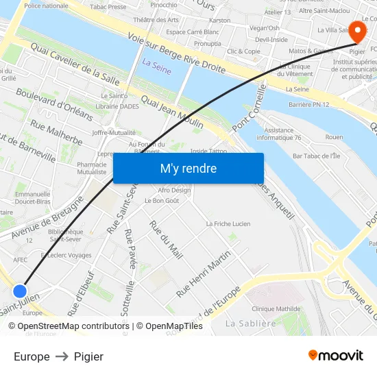Europe to Pigier map