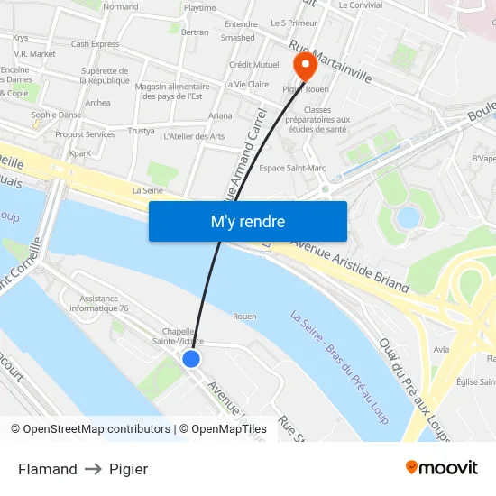 Flamand to Pigier map