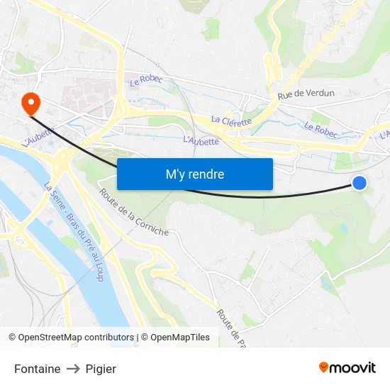 Fontaine to Pigier map