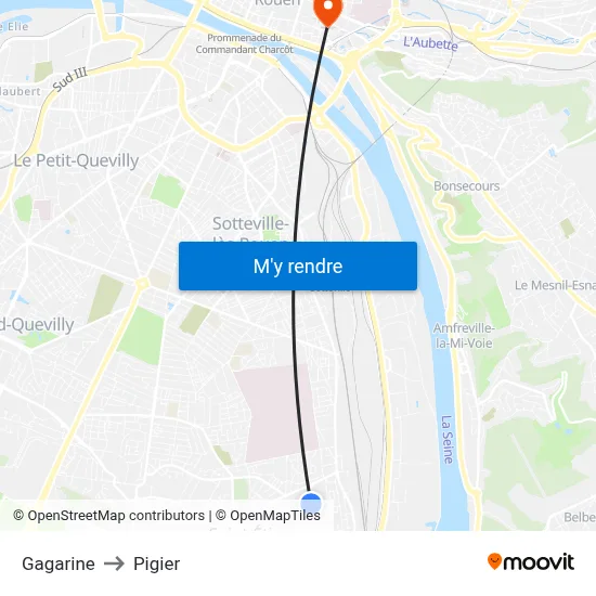 Gagarine to Pigier map