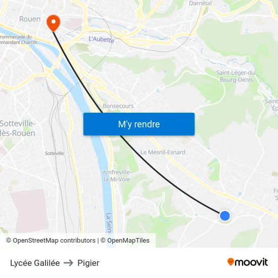 Lycée Galilée to Pigier map