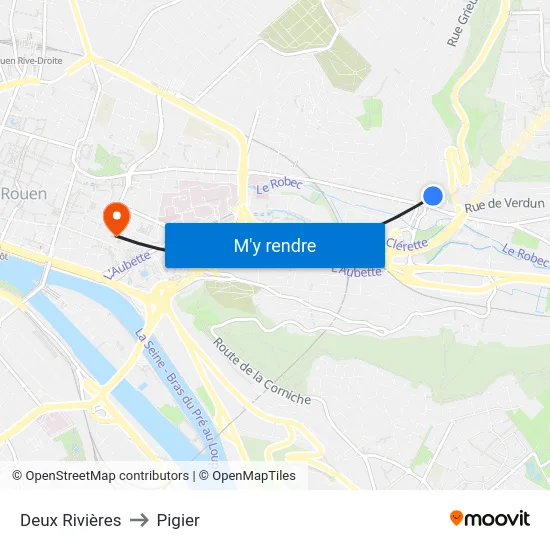 Deux Rivières to Pigier map