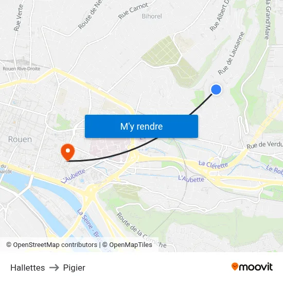 Hallettes to Pigier map