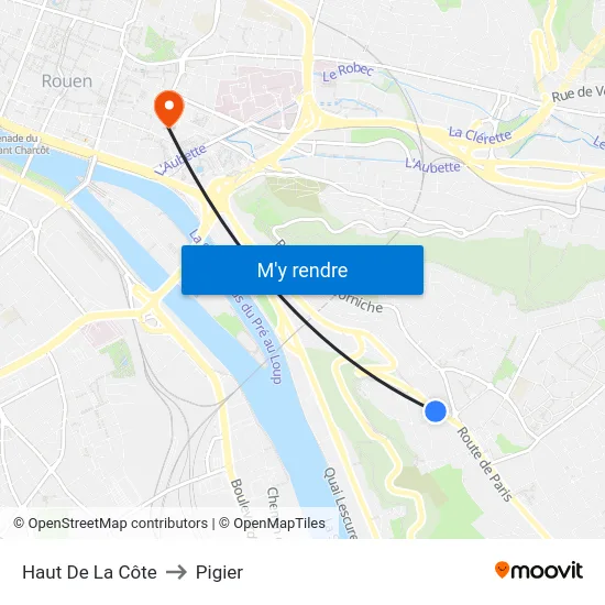 Haut De La Côte to Pigier map