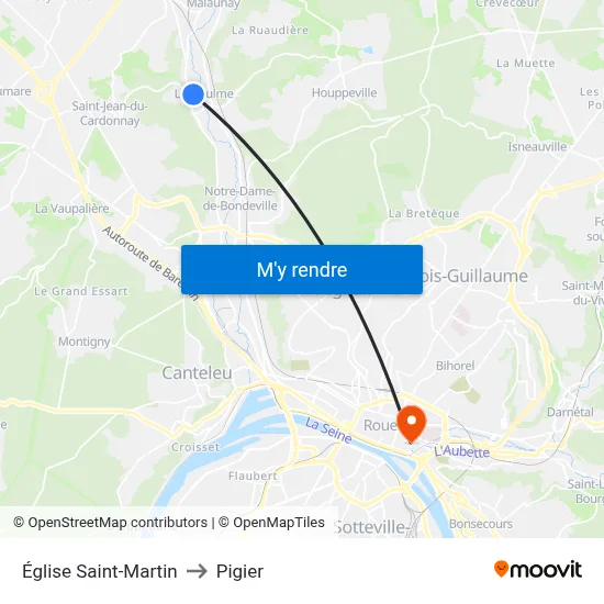 Église Saint-Martin to Pigier map
