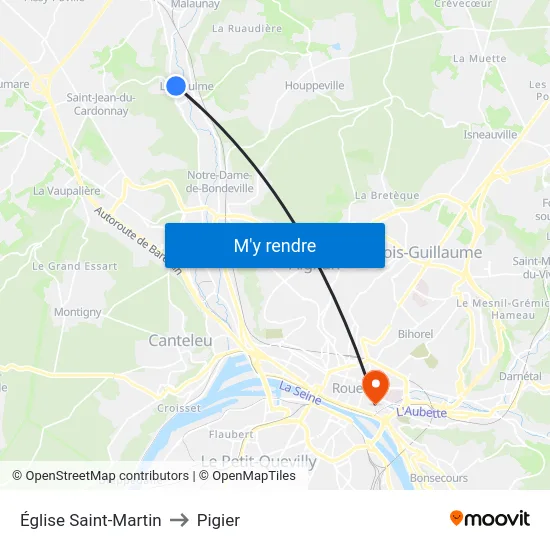 Église Saint-Martin to Pigier map