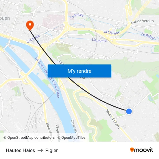 Hautes Haies to Pigier map